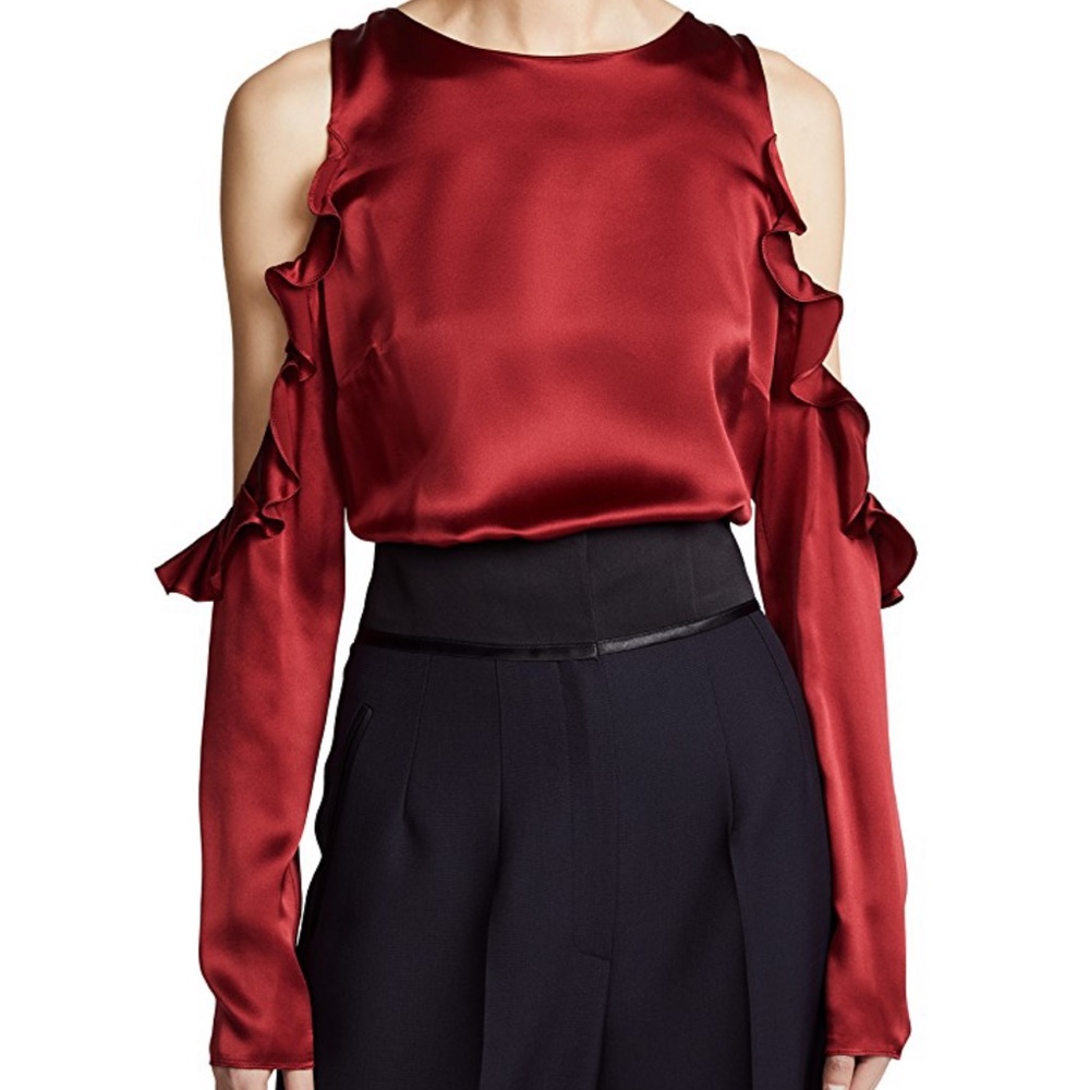 Cushnie Cold Shoulder Top In Ruby Red Size 0 - image 1